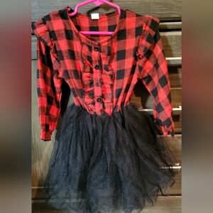 Toddler Red Black Plaid Shirt Dress